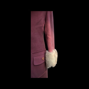 Pink Mauve Fox fur Trim 60s Coat