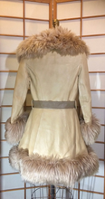 Load image into Gallery viewer, 60s 70s Lilli Ann Leather Shearling Coat Princess Fit and Flare Made in England Coat Penny Lane Almost Famous S/M Russian Princess Afghan