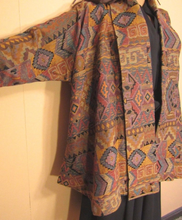 Load image into Gallery viewer, Tapestry Aztec Coat Southwestern Mayan Golden Color Embroidery Carpet Coat Blazer Jacket, Swing L/XL
