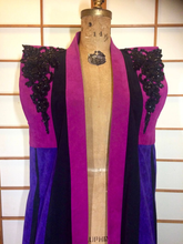 Load image into Gallery viewer, 80s Pink Purple Suede Vest Long Boho Glam Rodeo Sequined Beaded Vintage Long Full Length Vest Duster Magenta and Purple, S/M/L Free Size