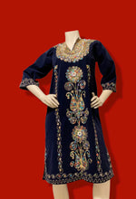 Load image into Gallery viewer, 60s 70s MUSEUM Collectible Vintage Royal Velvet Cleopatra Overcoat and Tunic Set Duster Hand Embroidered Pearls Exotic Persian Fashion History Ottoman Empire