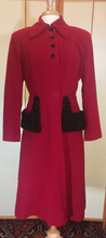 Load image into Gallery viewer, 40s Deep Red New Look Cape/Capelet Coat Wool with Persian Karakul Lamb 3 Styles in 1 S/M Film Noir Victorian Steampunk Valentine&#39;s Day