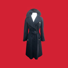 Load image into Gallery viewer, Neiman Marcus Wool Black Fitted Flare Coat Hardware