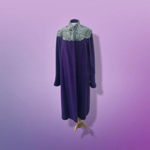 40’s 50’s Purple Long Boucle Coat with Curly Lamb Fur