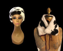Load image into Gallery viewer, New Jaguar Mink Head Wrap/Collar White Black