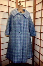 Load image into Gallery viewer, Lilli Ann Swing Plaid Coat Pendleton Blue/Purple/Mohair Wool Swing Coat Vintage 50's 60's