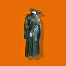 Load image into Gallery viewer, Deadstock 70’s Leather Forest Green Trench Spy Coat