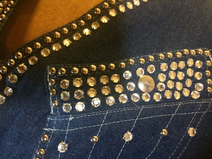 80’s Glam Denim Studded Jeweled Jacket Made in Paris