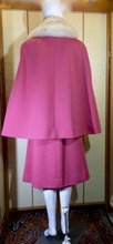 Load image into Gallery viewer, Lilli Ann Pink Cape Skirt Set/ Norwegian Fox Fur S/M Mod 60s