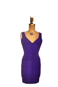 80’s 90’s Purple Bandage Tadashi Dress Fitted