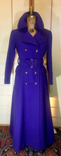Load image into Gallery viewer, Purple Wool Mod 60s Full Length Fit Flare Double Breasted Sleek Coat Military Princess