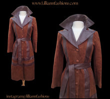 Load image into Gallery viewer, 70’s Rust Suede and Leather Inlay Coat Spy Trench