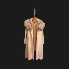 Load image into Gallery viewer, Vintage 60’s Coat Lilli Ann Cream White Massive Fox Fur Collar Wear Two Ways Swing Fit And Flare One Size Fits All Throw and Go