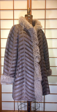 Load image into Gallery viewer, Afghan Reversible Chevron Shearling Lamb Mongolian Lamb Leather Suede Chevron Hippy Penny Lane Hipster Coat M/L/XL