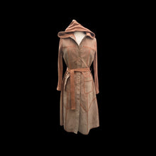 Load image into Gallery viewer, 70’s Suede Sweater Hooded Knit Camel Light Coat