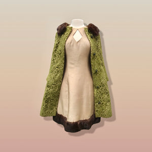 60’s Vintage LIlli Ann Coat Dress Set Green Tapestry and Raw Silk Brocade