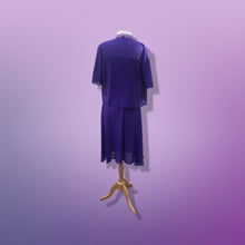 Load image into Gallery viewer, 70’s Purple Dress 3 Piece Belt Bolero I Magnin Chiffon Disco Studio 54