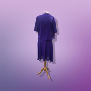 70’s Purple Dress 3 Piece Belt Bolero I Magnin Chiffon Disco Studio 54