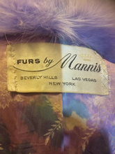 Load image into Gallery viewer, Purple Lavender Fur Coat Mod 60's 1960s Vintage Mink Leather Fox Fur Coat Rhinestone XS/S Russian Princess Penny Lane Almost Famous