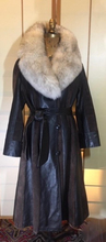 Load image into Gallery viewer, Vintage Coat- 70s Leather Suede Trench Silver Fox Fur Princess Spy M/L
