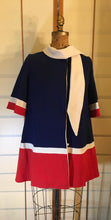 Load image into Gallery viewer, Vintage Women Lilli Ann Red White Blue 60s Mod Coat Wool Knit Attached Scarf Flexible Size