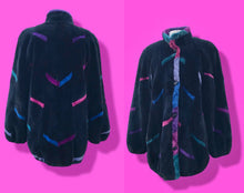 Load image into Gallery viewer, Zuki Luxury Sheared Beaver Purple Blue Black Fur Coat