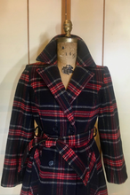 Load image into Gallery viewer, Plaid Pendleton Wool Red Double Breasted Fit Flare Princess Wool Coat S/M
