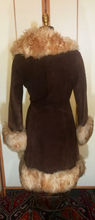Load image into Gallery viewer, Suede Sheepskin Shearling Penny Lane Coat Princess Fit and Flare Almost Famous XS/S Boho Hippy Bohemian