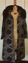 Load image into Gallery viewer, Tapestry Brocade Mink Swing Carpet Coat Mod 60s Elegant Couture S/M