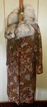 Load image into Gallery viewer, 60s Mod Tapestry Carpet Coat Swing Coat Double Breasted Large Norwegian Fox Fur M//L/XL