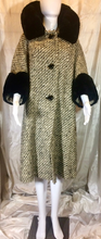Load image into Gallery viewer, Forstmann 50s Swing Coat with Checkered Scalloped Sheared Fur Cuffs and Massive Collar M/L/XL