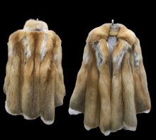 Load image into Gallery viewer, Red Fox Fur Coat with White Scalloped Tips
