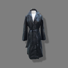 Load image into Gallery viewer, Black Montgomery Ward Leather Spy Trench with Suede Inserts