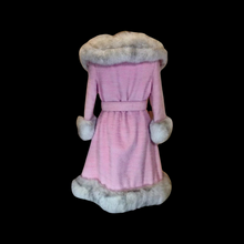 Load image into Gallery viewer, 60s Baby Pink Lilli Ann Princess Mod Double Breasted Norwegian Silver Fox Fur Coat Thick Wool Swing or Fit and Flare