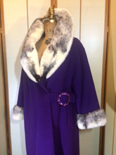 Load image into Gallery viewer, 60s Does 20s Mod Flapper Forstmann Purple Wool and Cross Mink Full Length Swing Coat Free Size S/M/L/XL