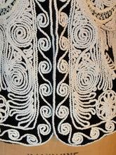 Load image into Gallery viewer, Vintage Women's Velvet Embroidered Jacket Top Intricate Black and White Top Exotic Ethnic