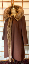 Load image into Gallery viewer, 50s Scallop Mink Swing Coat-- Hazel Mink Brown Wool Open Size 50s 60s Mod S/M/L Jackie Kennedy