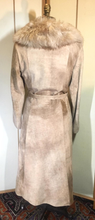Load image into Gallery viewer, Penny Lane Suede Leather Sheepskin Coat Cream Marble S Made in England Almost Famous Princess Hippy