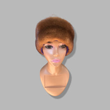 Load image into Gallery viewer, Whiskey Mink Himalayan Hat Fur Embroidered Light Blue Green Golden Embroidered Silk