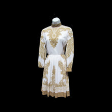 Load image into Gallery viewer, 70’s I Magnin Gold Dress Eastern Sari Influenced Couture