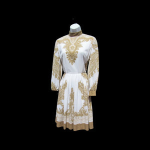 70’s I Magnin Gold Dress Eastern Sari Influenced Couture