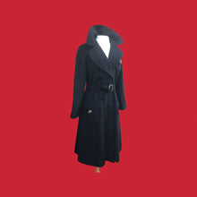 Load image into Gallery viewer, Neiman Marcus Wool Black Fitted Flare Coat Hardware