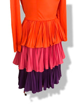 Load image into Gallery viewer, 70’s Three Tier Rainbow Pleated Dress Couture Made in Italy