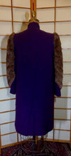 Load image into Gallery viewer, RARE Vintage 30S Vintage Coat--PURPLE Puff-Sleeve Old Glamour Film Noir 1930'S 1940's Classic Fur Coat and Purple Wool Boucle Coat Size M/L