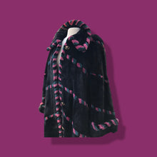 Load image into Gallery viewer, Fur Sheared Beaver Full Length Black Pink Intarsia Carved Zuki Style Coat