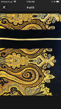 Load image into Gallery viewer, 60’s Silky Set Shift Dress Marching Scarf Navy Gold