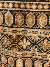 Load image into Gallery viewer, 60’s 70’s Tapestry Carpet Coat Hippy Russian Princess Natural Colors Gold Beige Coffee Tone with Shearling Trim Boho Chic Penny Lane