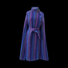 Load image into Gallery viewer, Vintage 60’s 70’s Wool Cape in Purple, Blue, Magenta Long Poncho