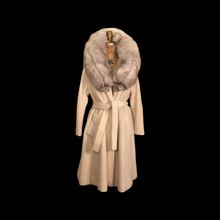 Load image into Gallery viewer, Vintage 60’s Coat Lilli Ann Cream White Massive Fox Fur Collar Wear Two Ways Swing Fit And Flare One Size Fits All Throw and Go