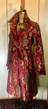 Load image into Gallery viewer, Red Gold Velvet Tapestry Carpet Coat Princess Light Small Medium Spring Fall Holiday